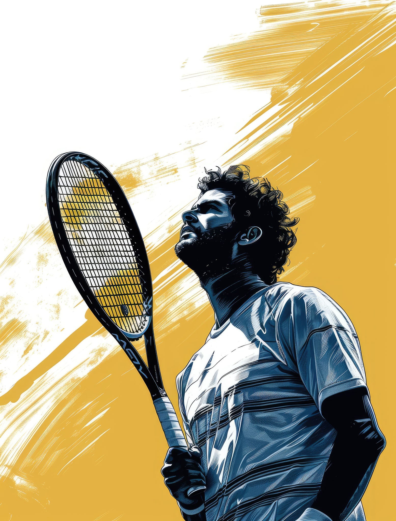 Tennis Player With Racket Artwork