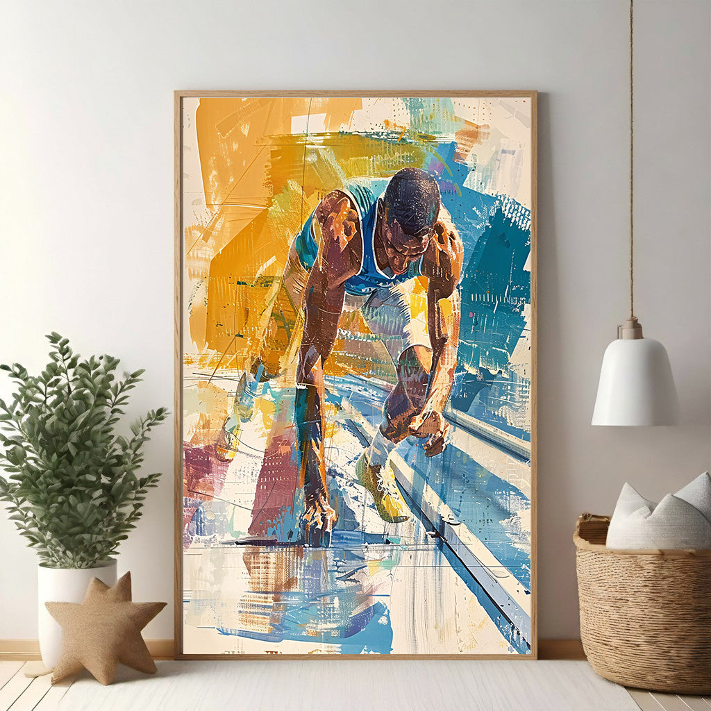 Runner At The Starting Line Abstract Art