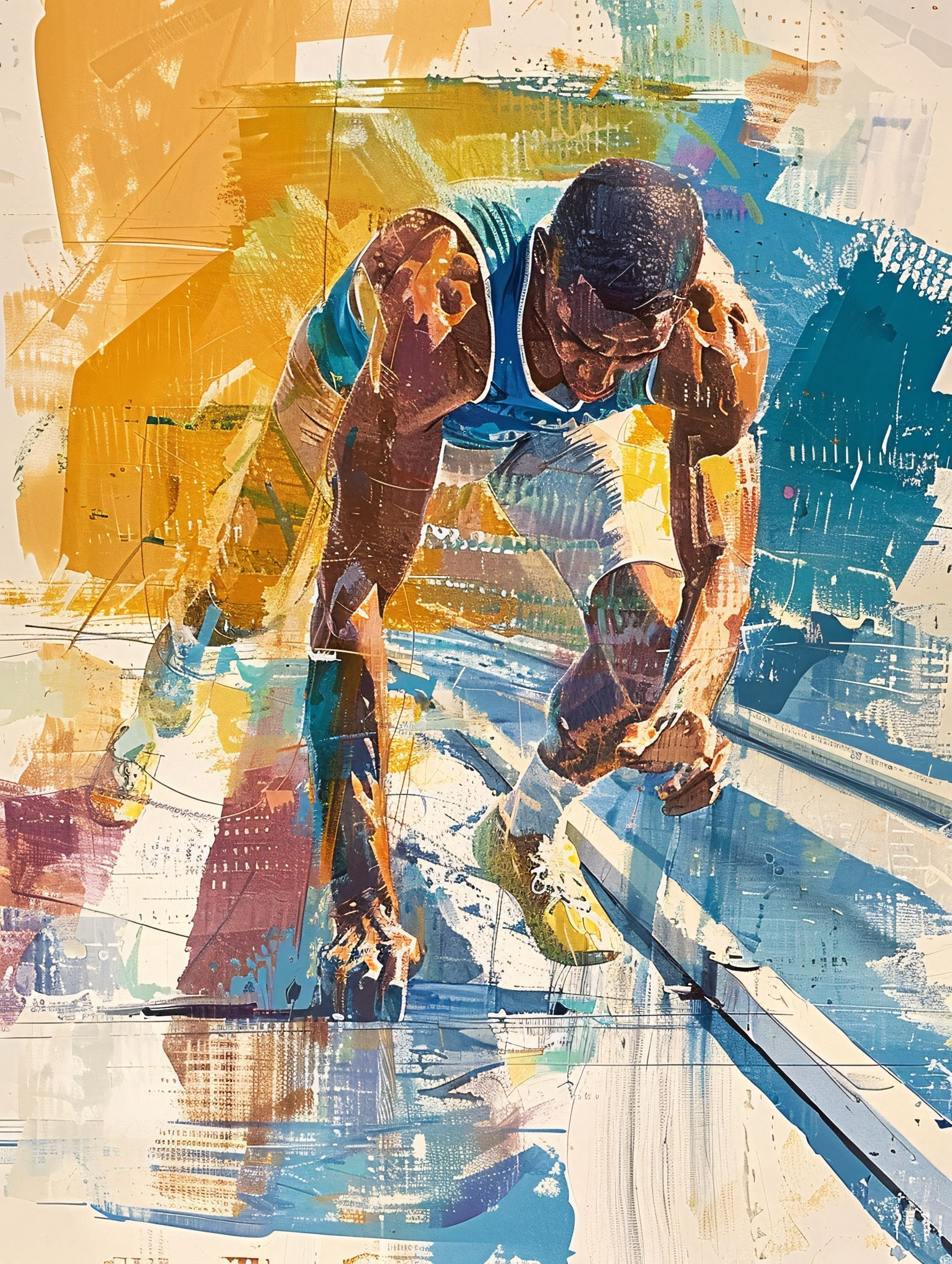 Runner At The Starting Line Abstract Art