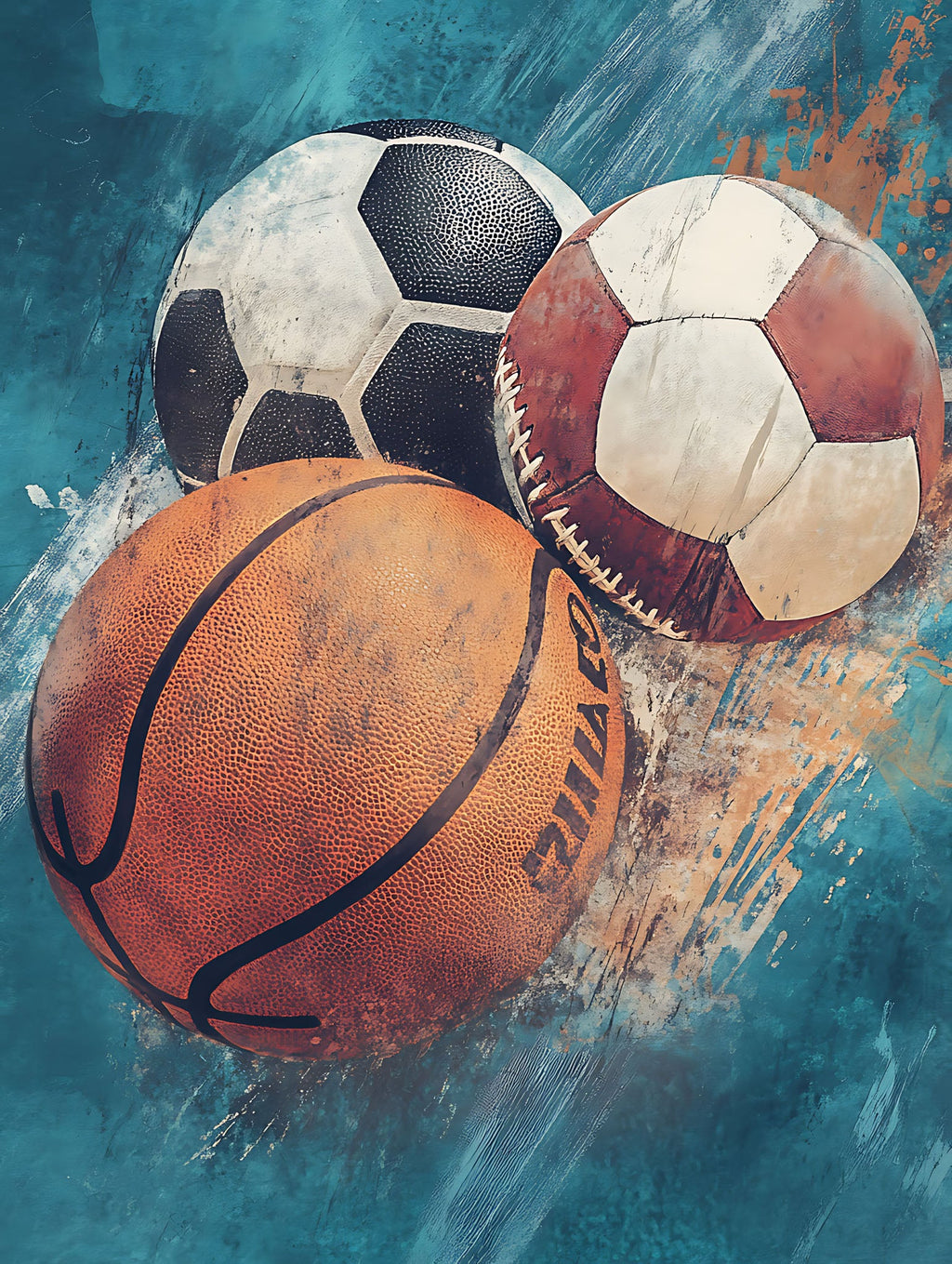 Sports Balls Collage Wall Art