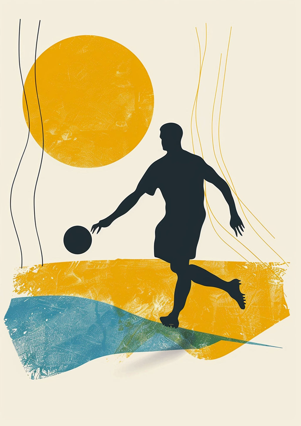 Abstract Soccer Player Wall Art