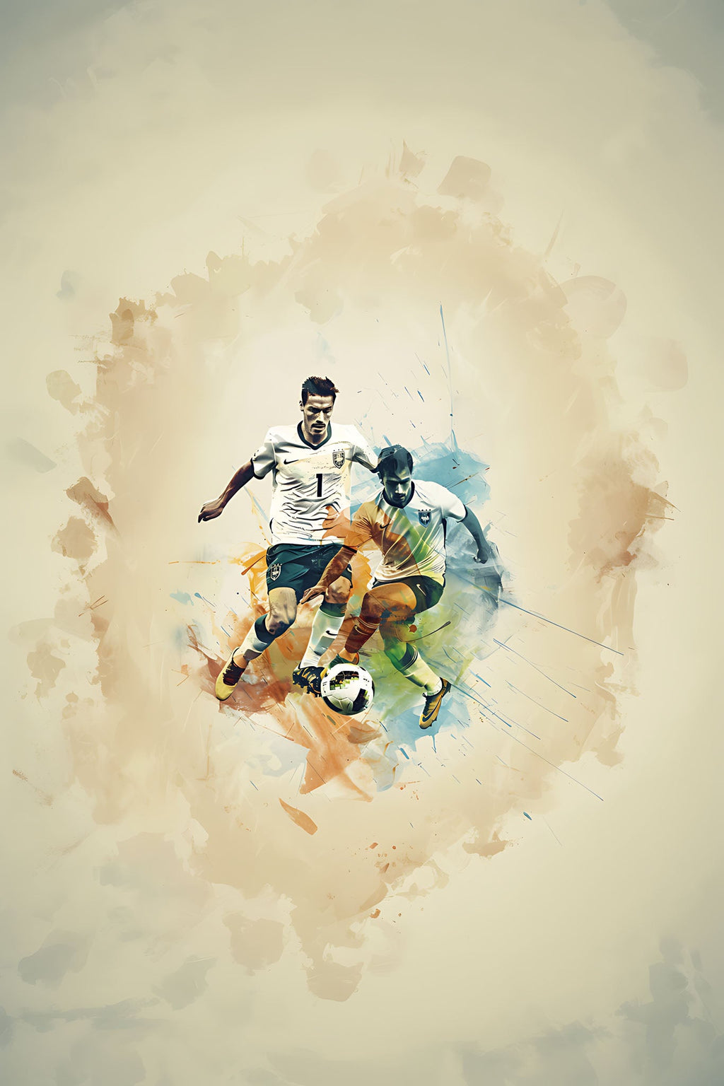 Dynamic Soccer Action Watercolor Print