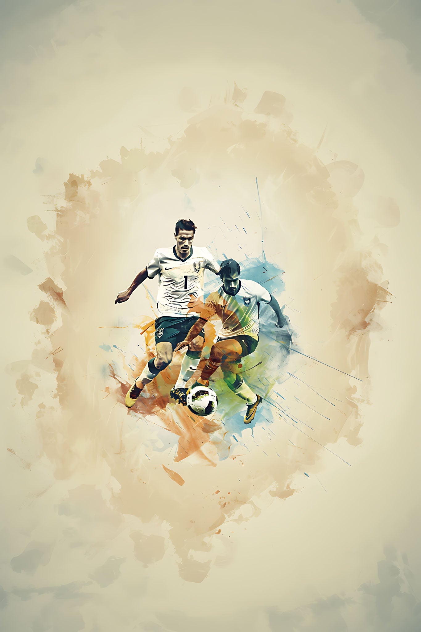Dynamic Soccer Action Watercolor Print