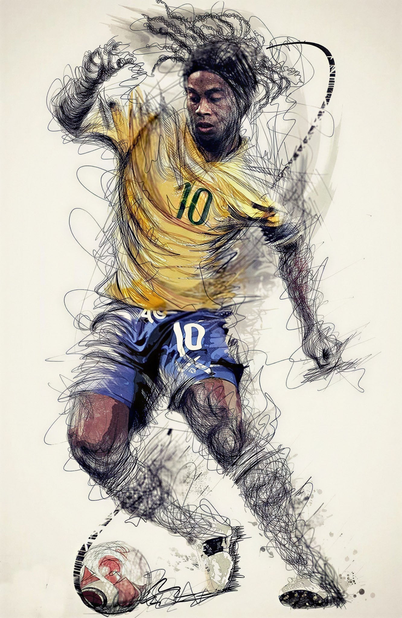 Dynamic Soccer Player Sketch Wall Art