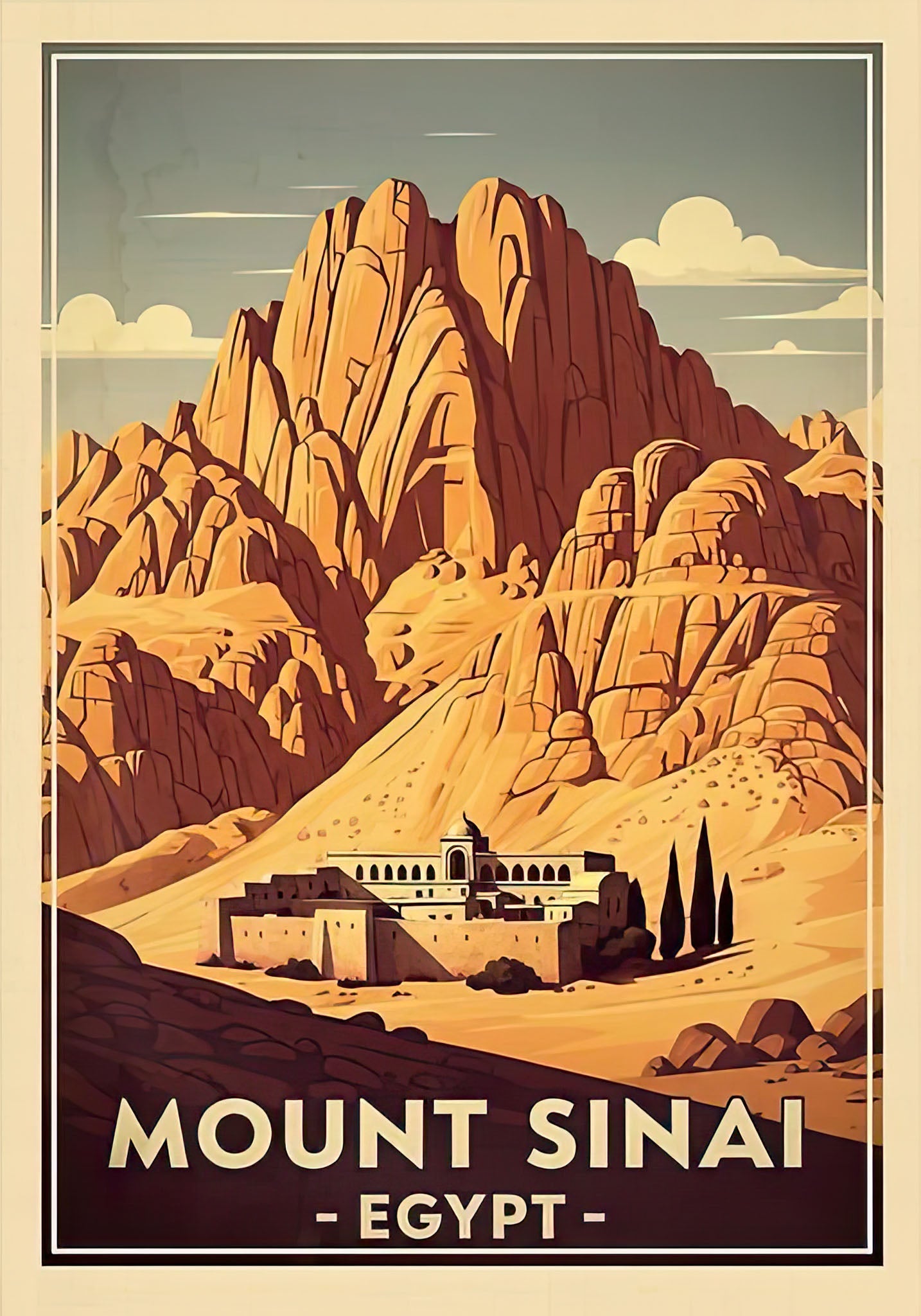 Vintage Mount Sinai Egypt Travel Poster
