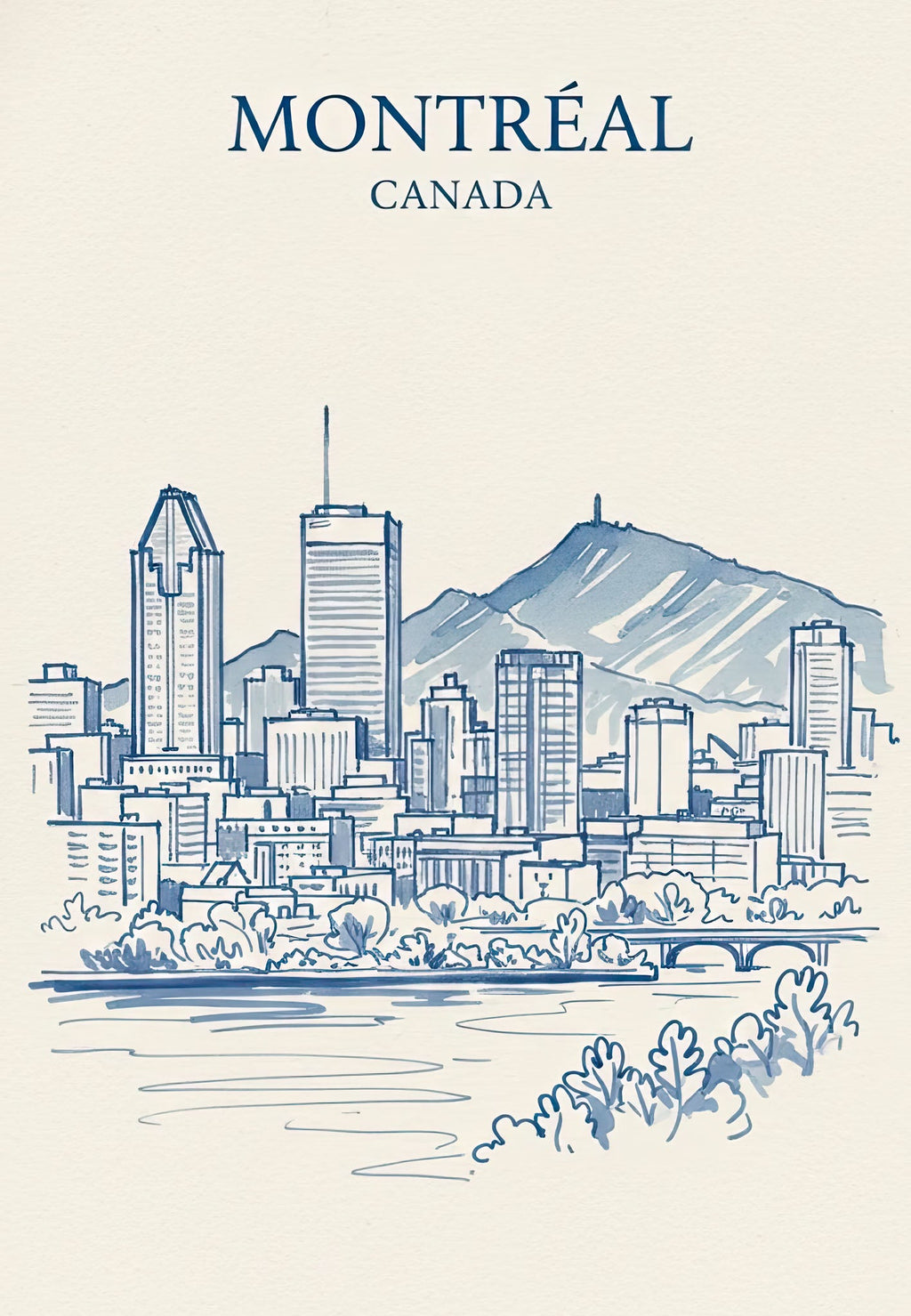 Montreal Canada Skyline Sketch Art Print