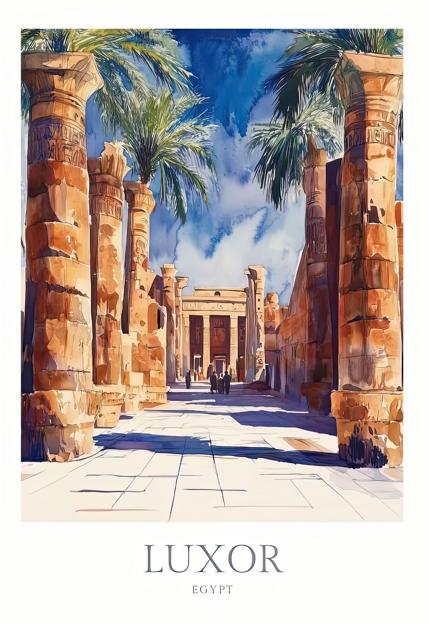 Luxor Egypt Ancient Columns Palm Trees