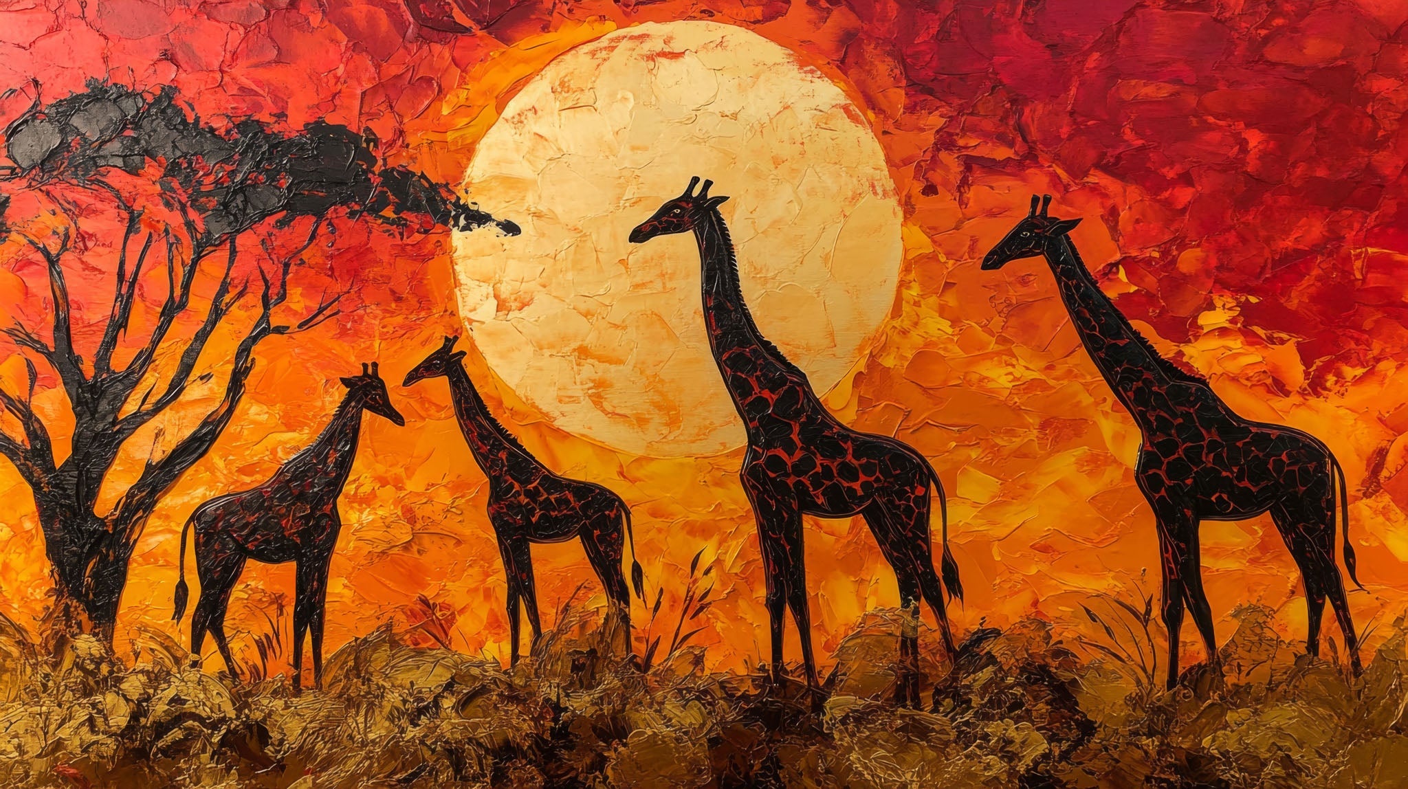African Sunset Giraffe Wall Art