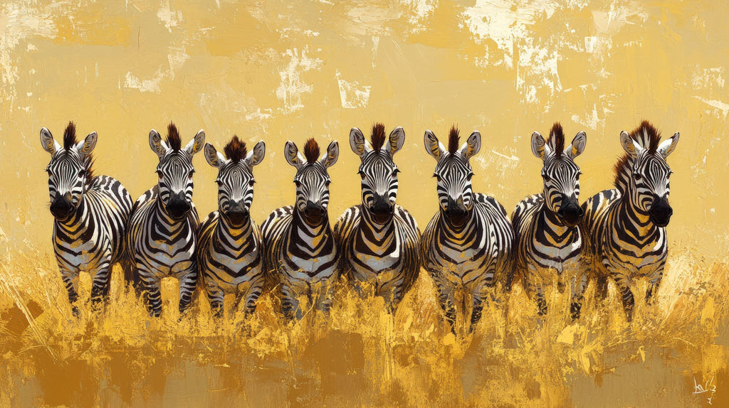 Zebras In Golden Field Wall Art
