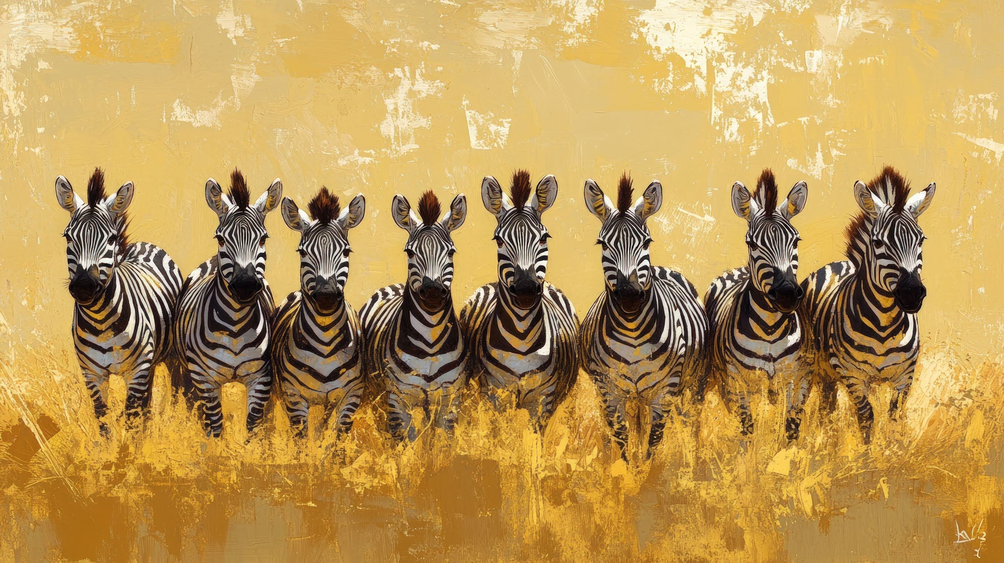 Zebras In Golden Field Wall Art