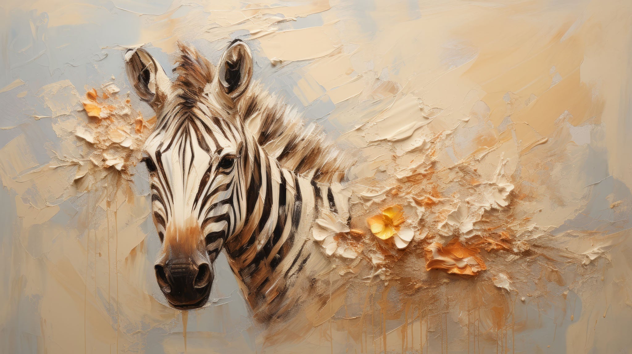 Textured Zebra Portrait Wall Art