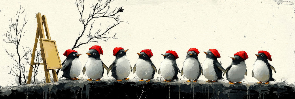 Penguins In Santa Hats