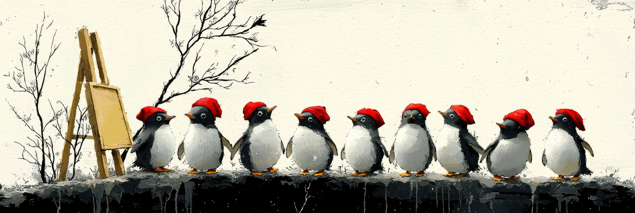 Penguins In Santa Hats