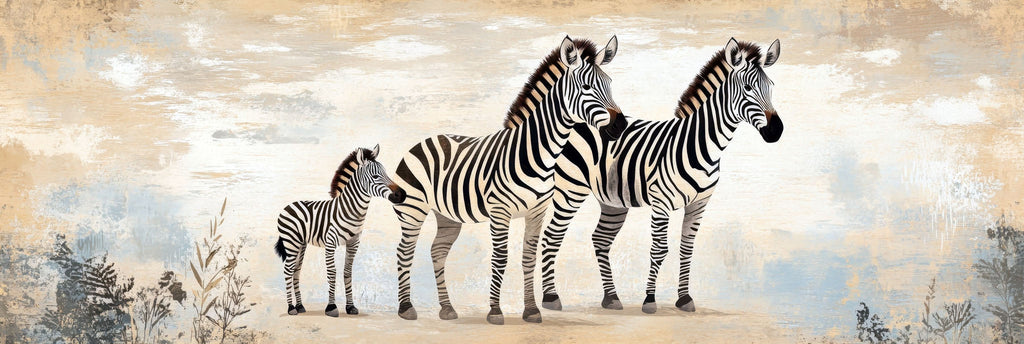 Zebras In The Savannah Landscape