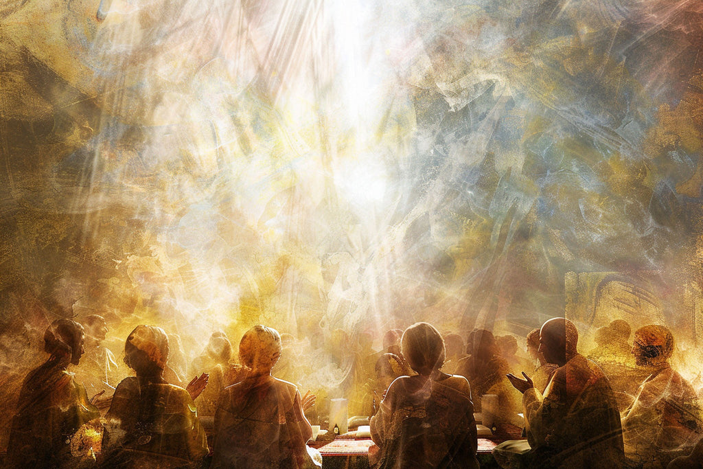 Abstract Gathering Under Light Wall Art