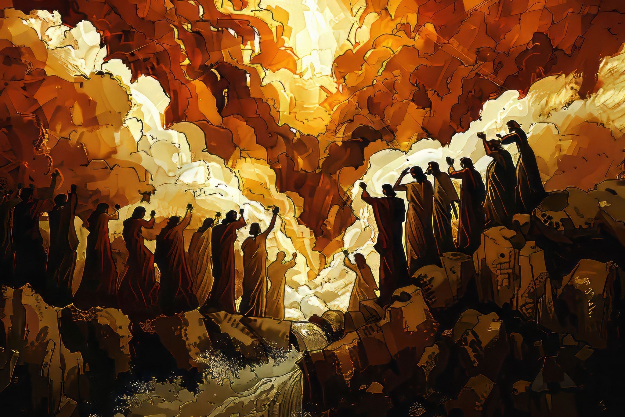 Abstract Figures In Dramatic Light