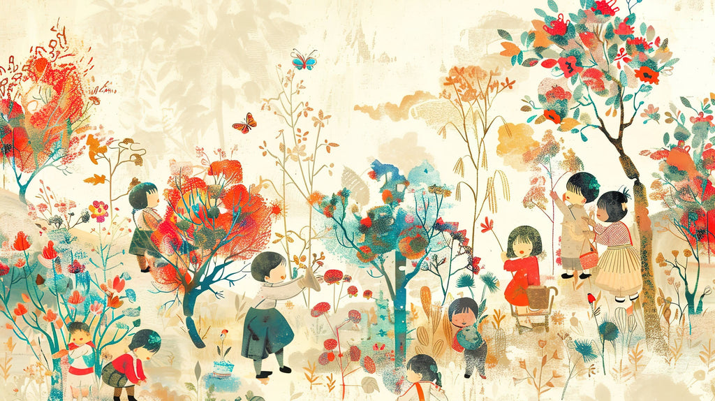 Whimsical Children's Garden Landscape Wall Art