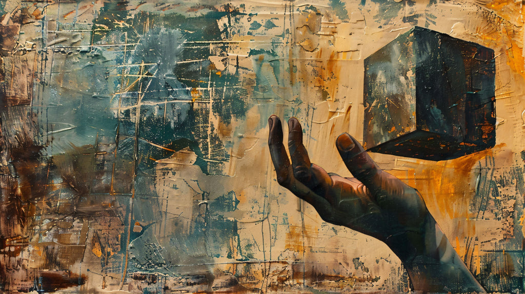 Abstract Hand Holding Cube Wall Art