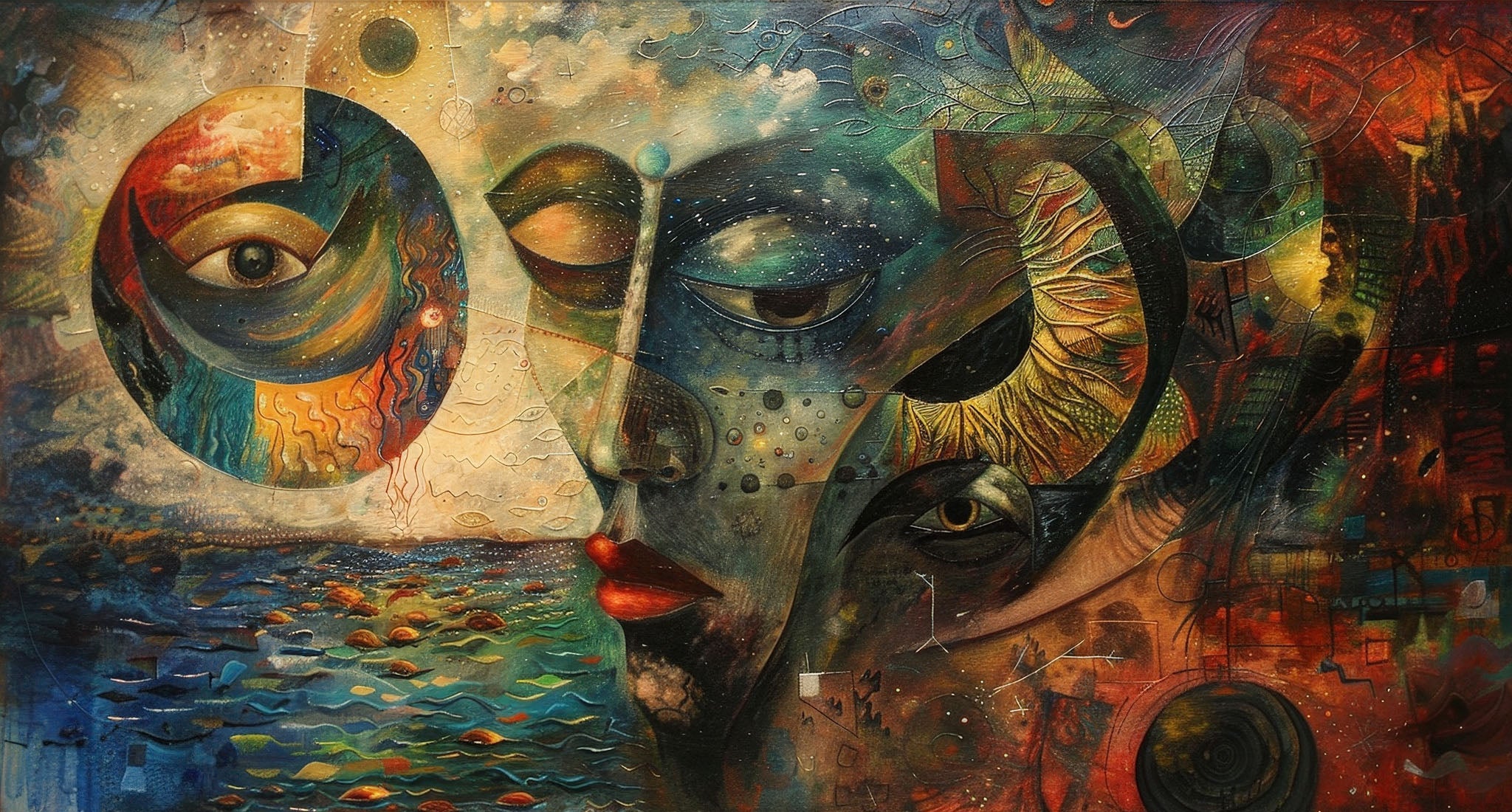Abstract Face And Eye Wall Art