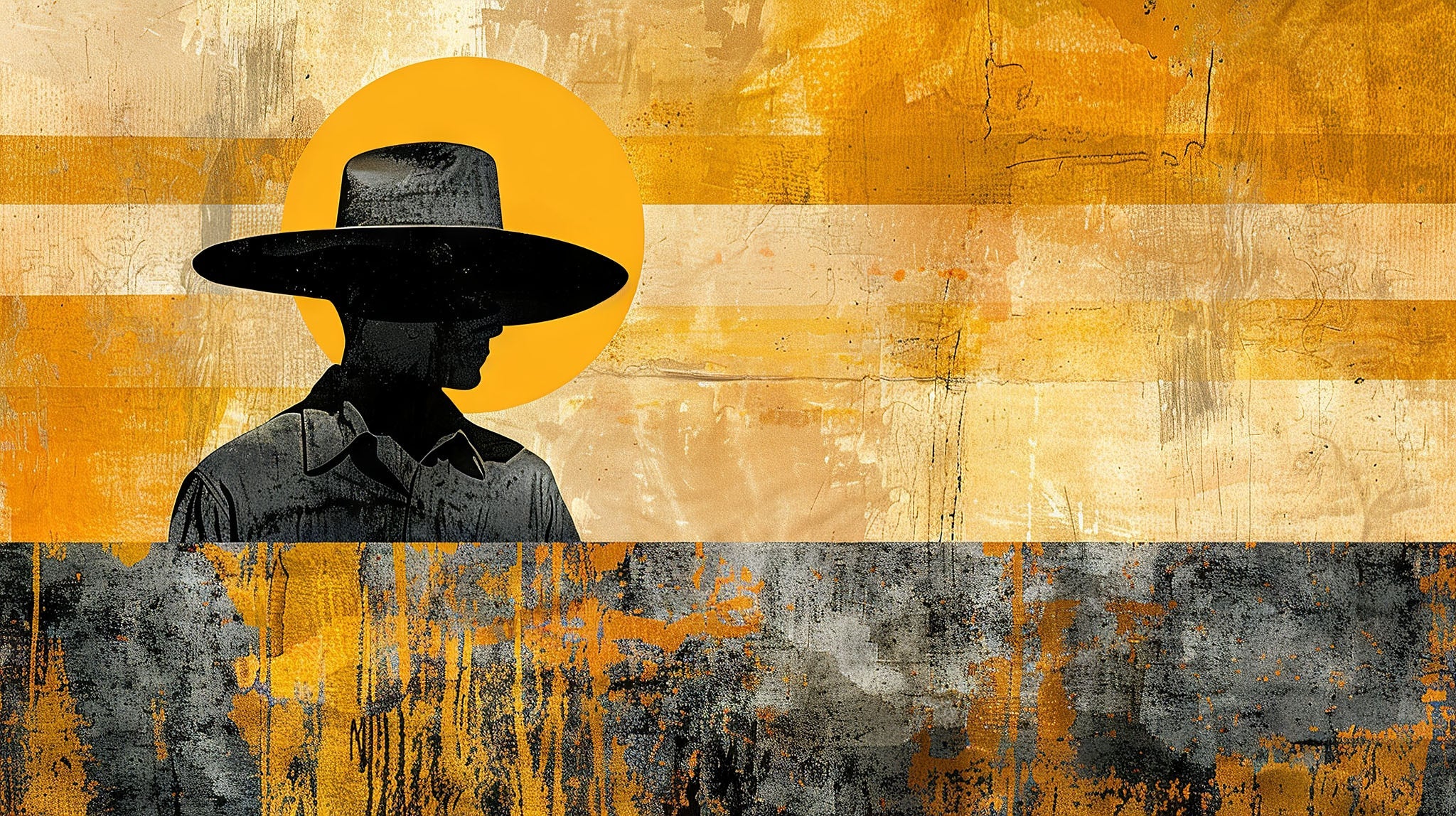 Modern Abstract Cowboy Silhouette Wall Art