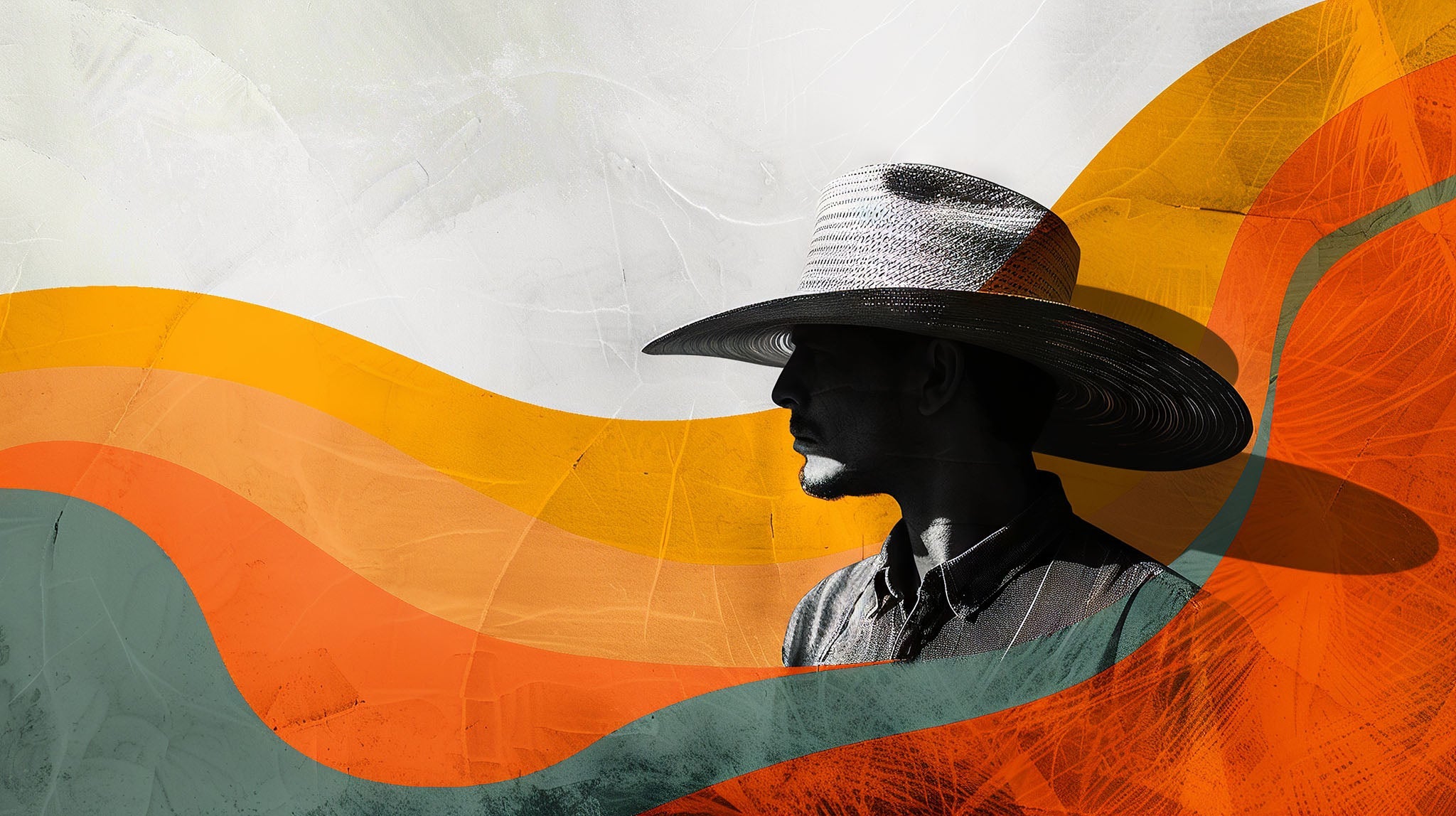Abstract Portrait With Wide Brim Hat