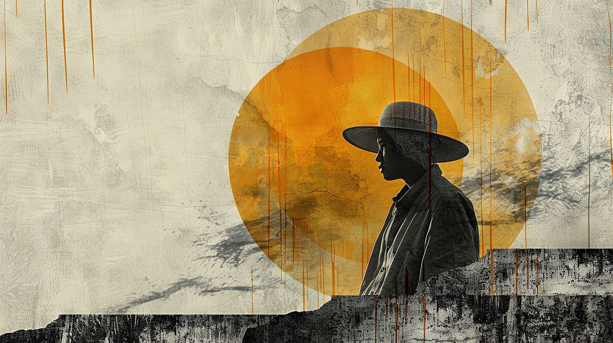 Abstract Silhouette With Sun Wall Art