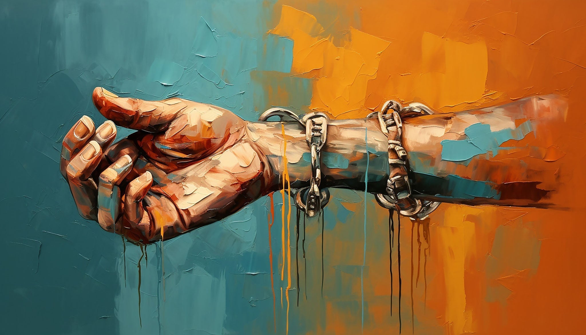 Abstract Arm With Chains Wall Art