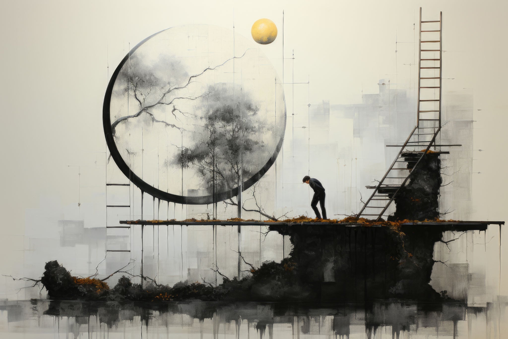 Abstract Landscape With Tree And Moon
