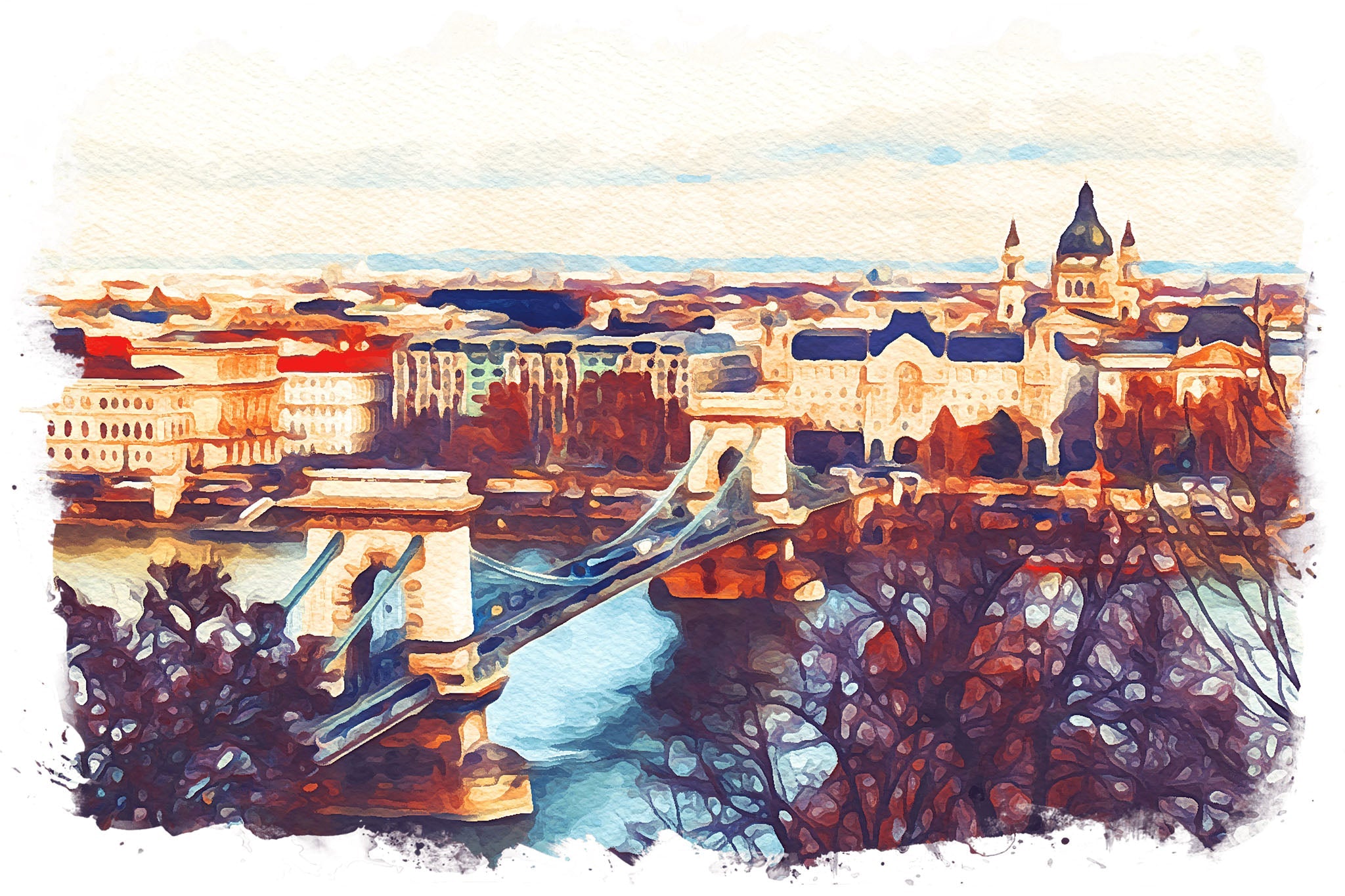 Watercolor Cityscape Wall Art