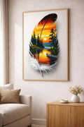 Feather Sunset Lake Canvas Art