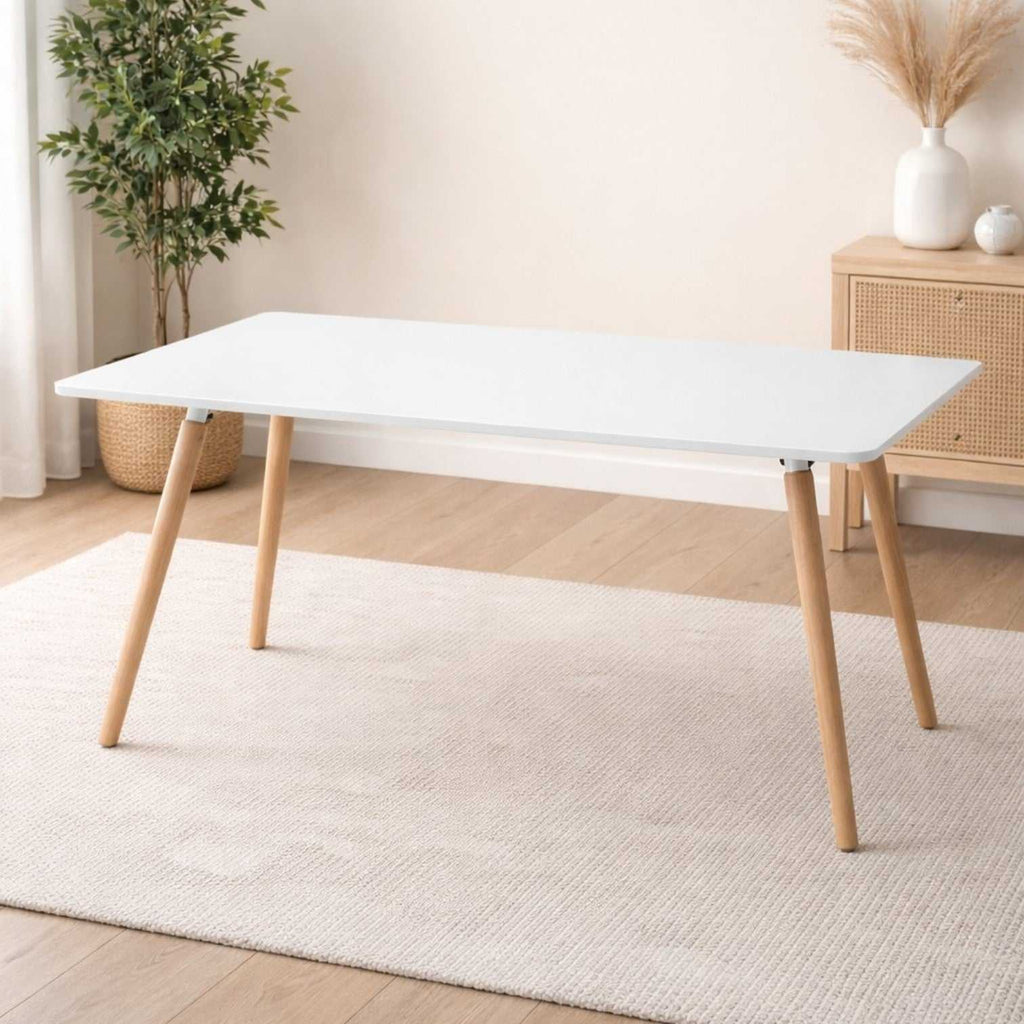 Modern Rectangular MDF Dining Table with Beech Wood Legs