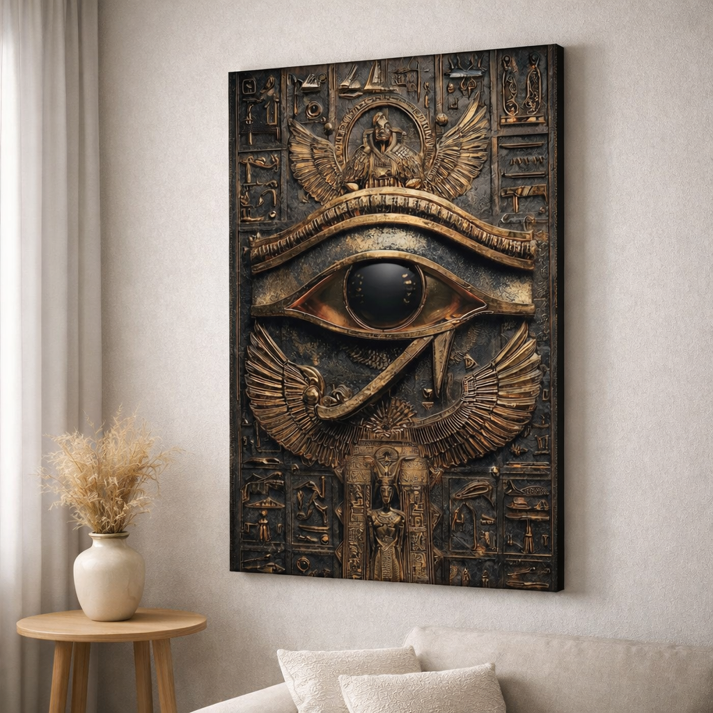Eye of Horus Egyptian Relief Canvas Wall Art