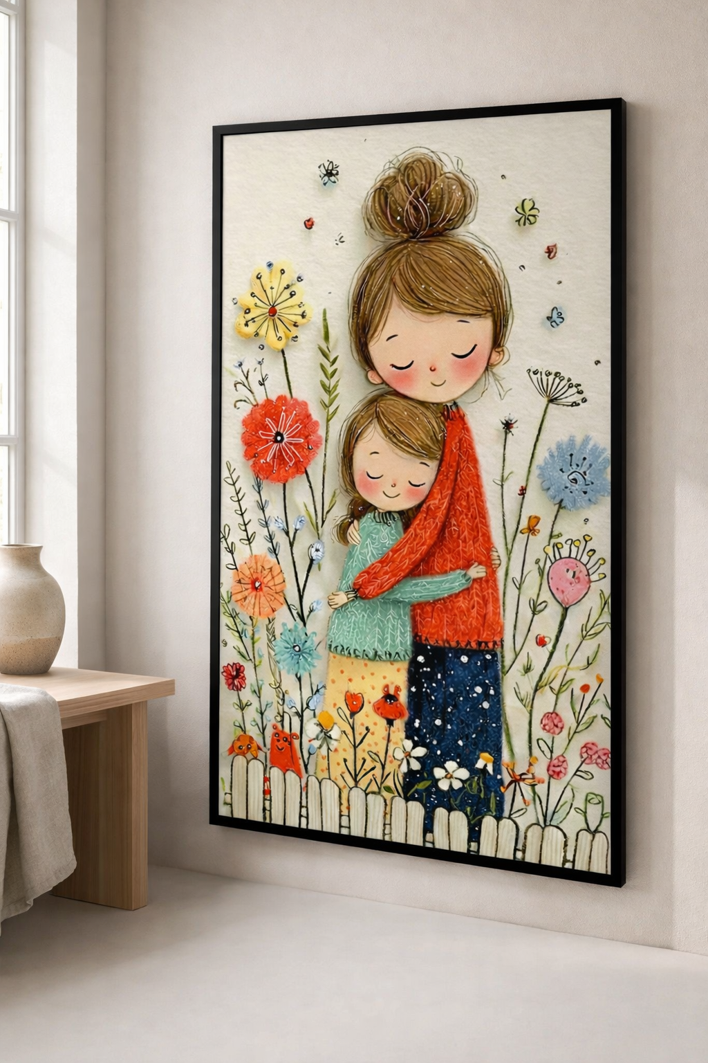 Motherly Embrace Floral Canvas