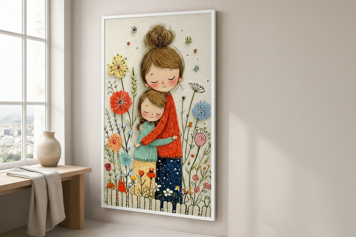 Motherly Embrace Floral Canvas