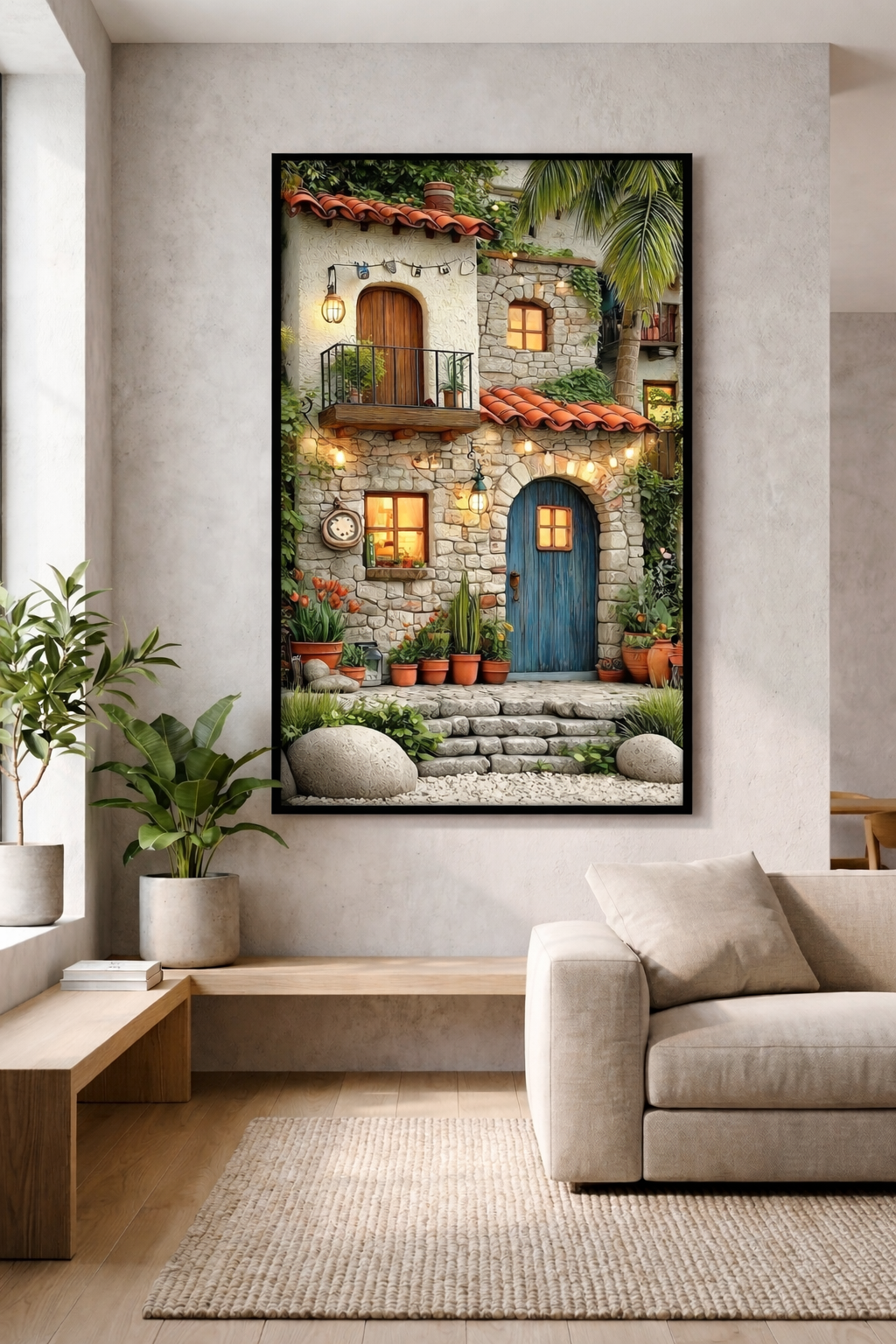 Mediterranean Stone House Canvas Wall Art