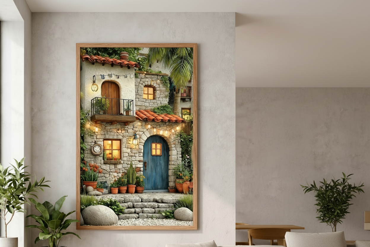 Mediterranean Stone House Canvas Wall Art