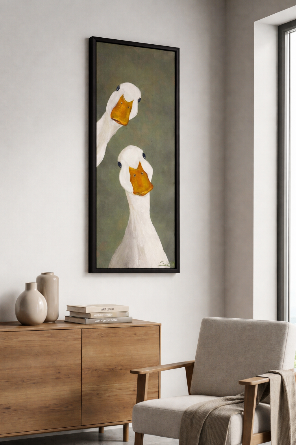 Playful Duck Duo Canvas Art