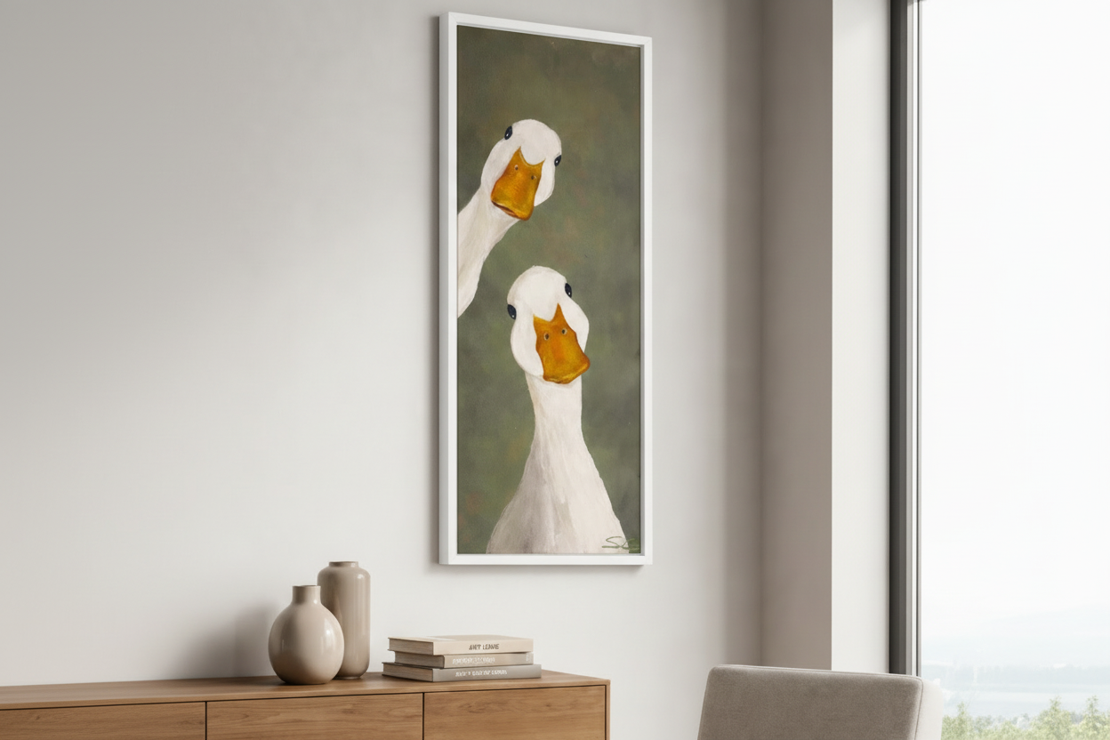 Playful Duck Duo Canvas Art