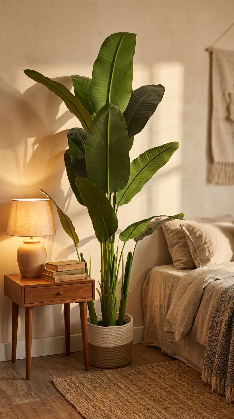 Artificial Banana Leaf Plant in Woven Pot