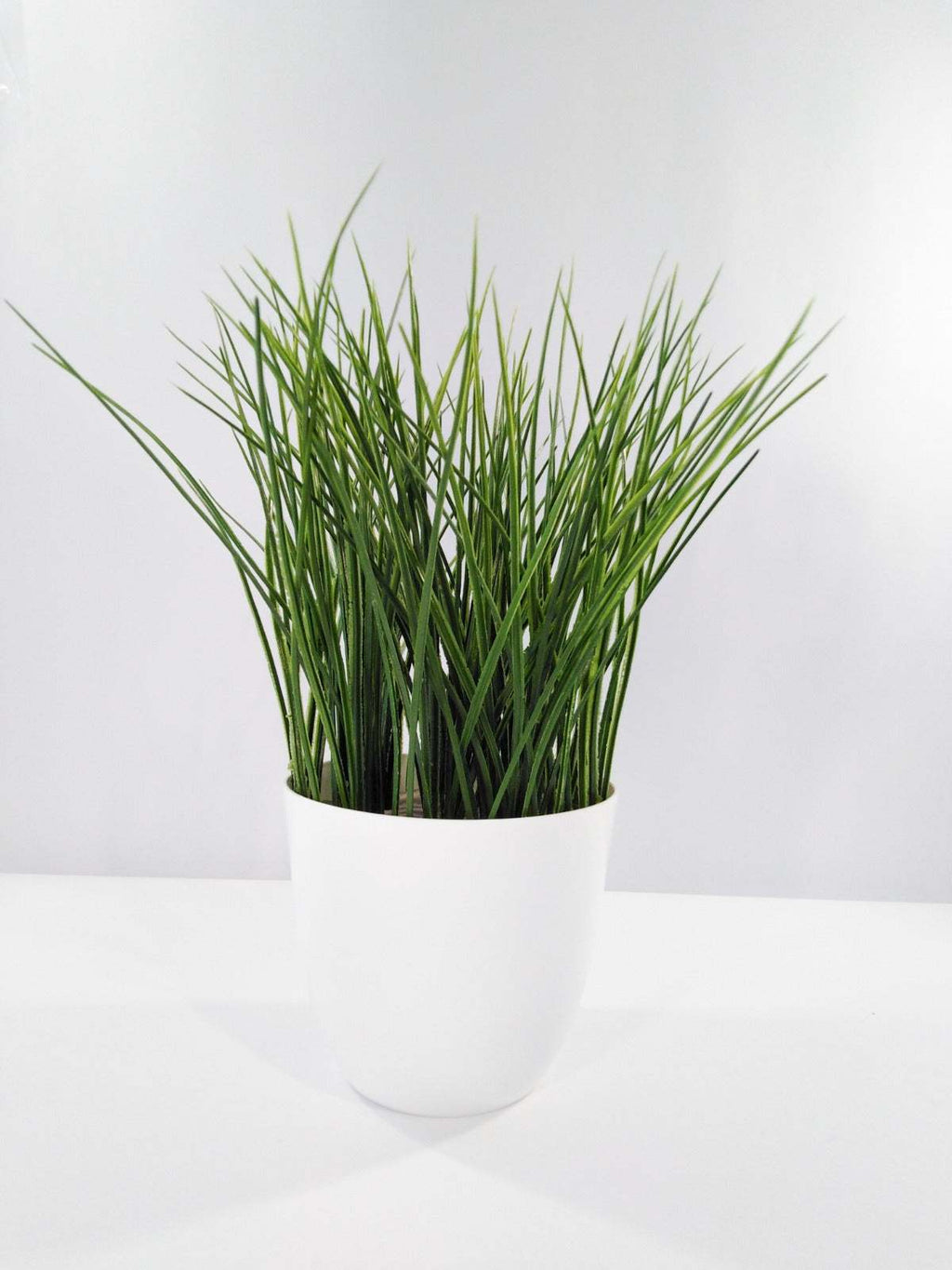 Artificial Grass Plant in White Pot