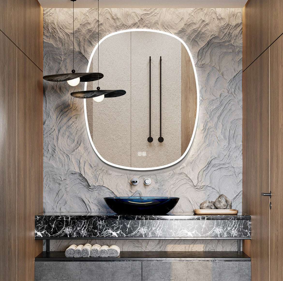 Ovella - Asymmetrical LED Backlit Bathroom Mirror