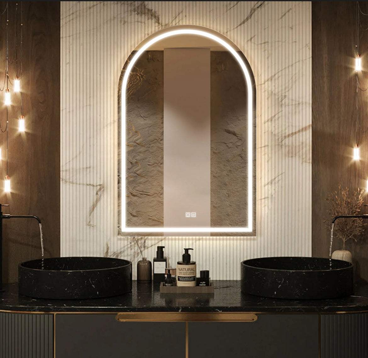 Arcelle - LED Backlit Arch Bathroom Mirror