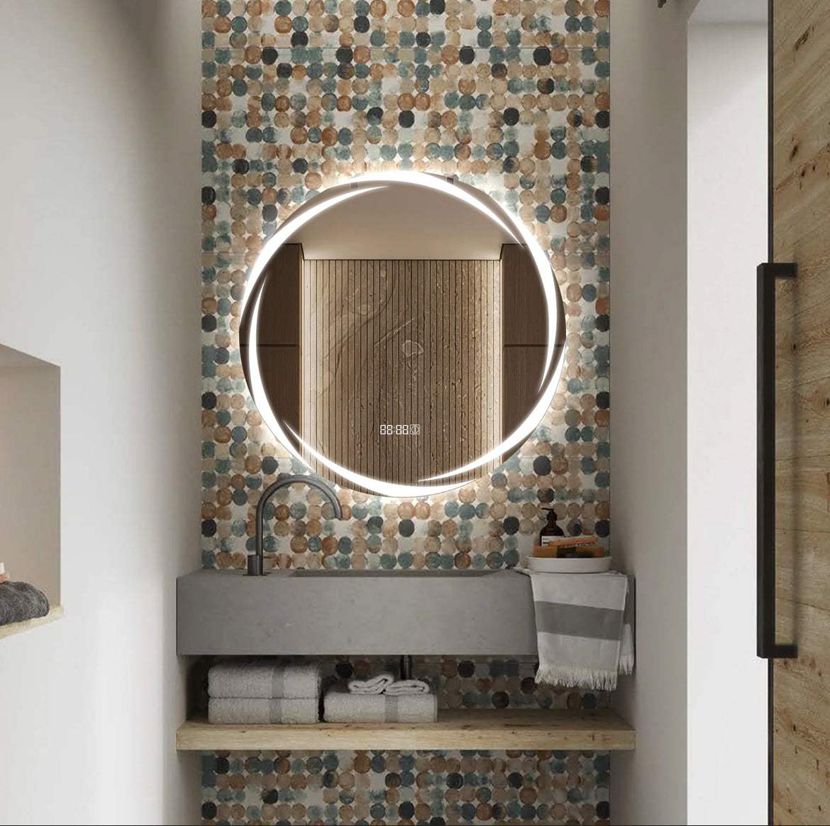 Noctura - LED Backlit Round Bathroom Mirror