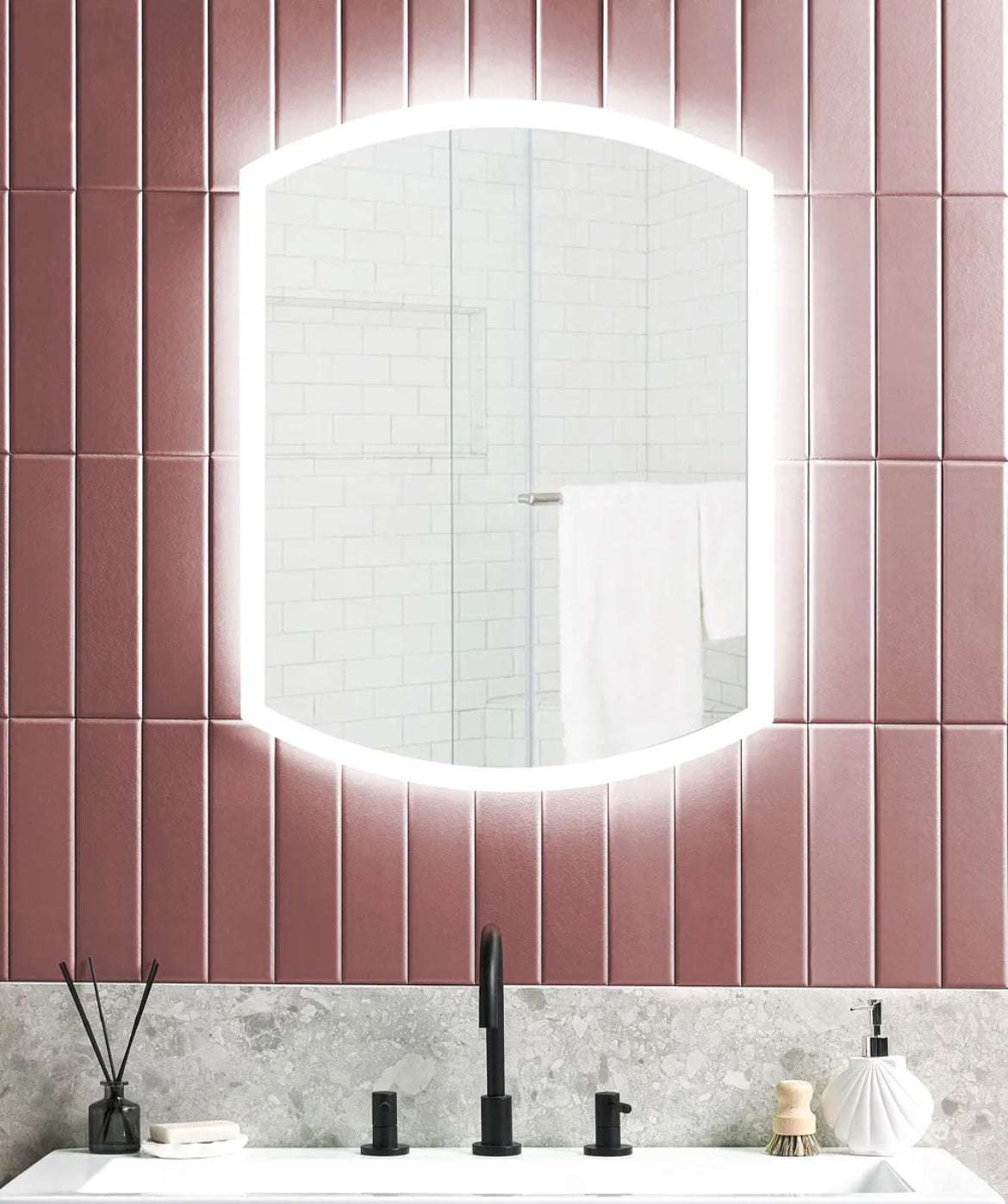 Rosarca - LED Backlit Arch Bathroom Mirror