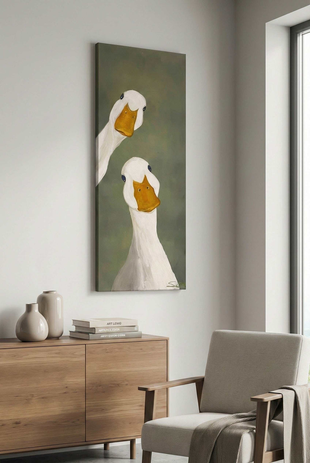Playful Duck Duo Canvas Art