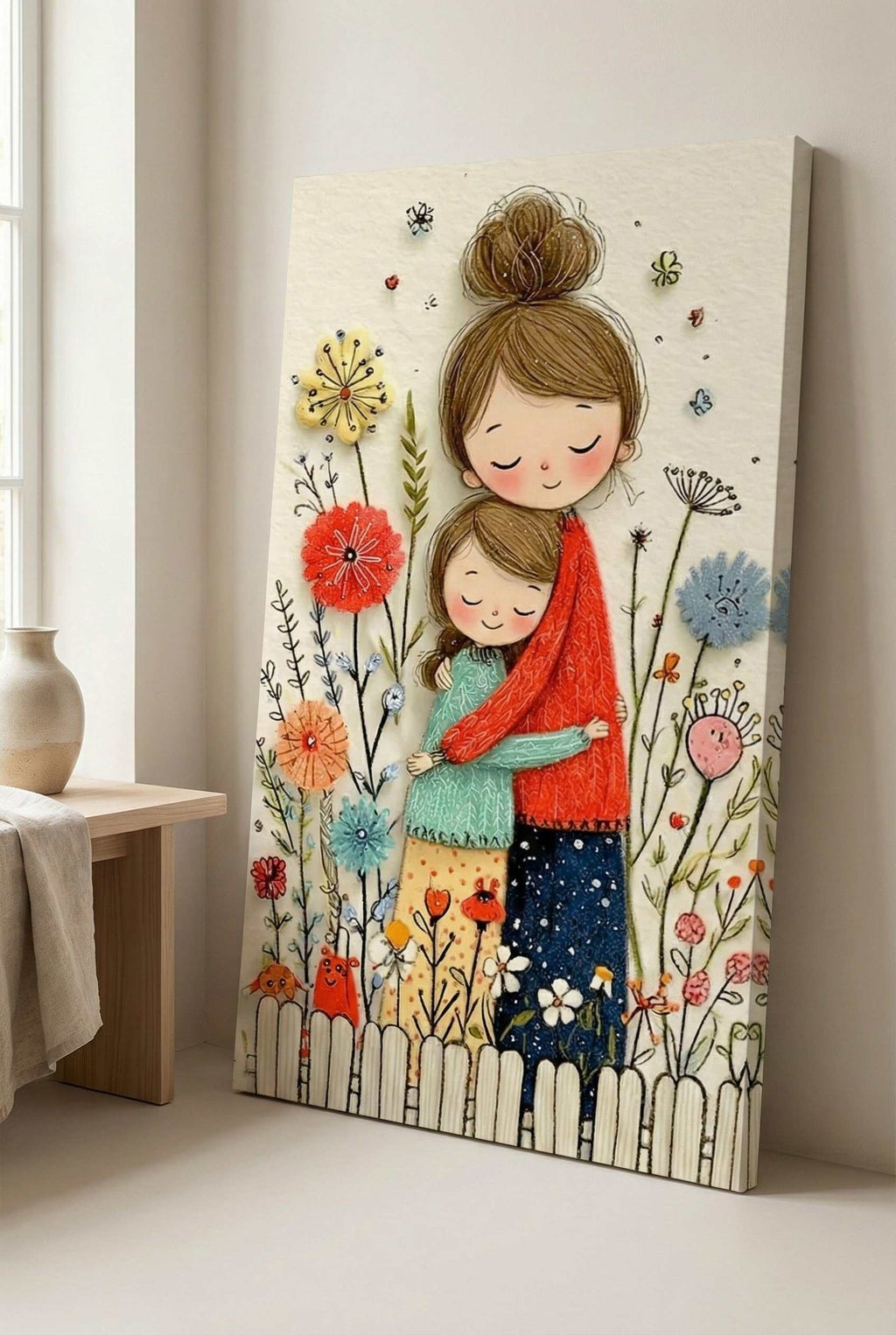 Motherly Embrace Floral Canvas