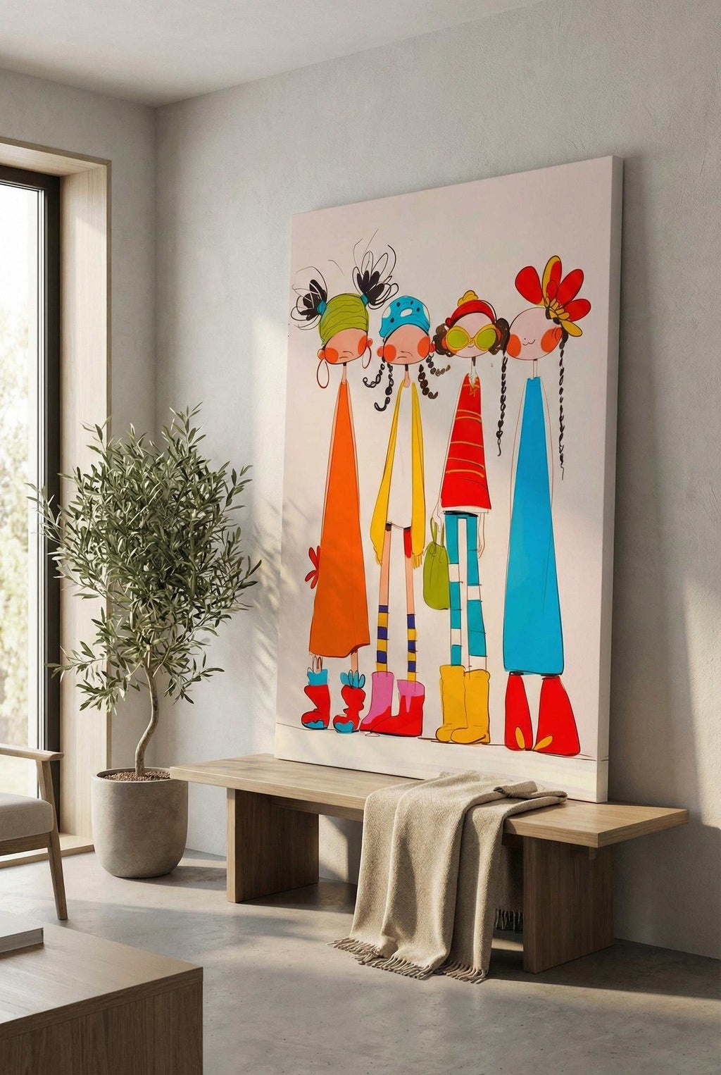 Colorful Friends Illustrated Canvas