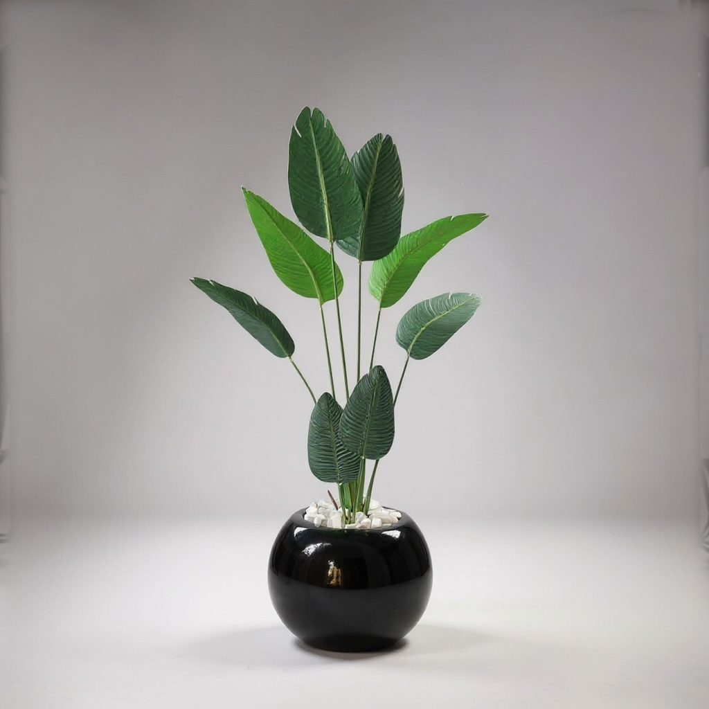 Tall Artificial Tropical Plant in Fiberglass Pot