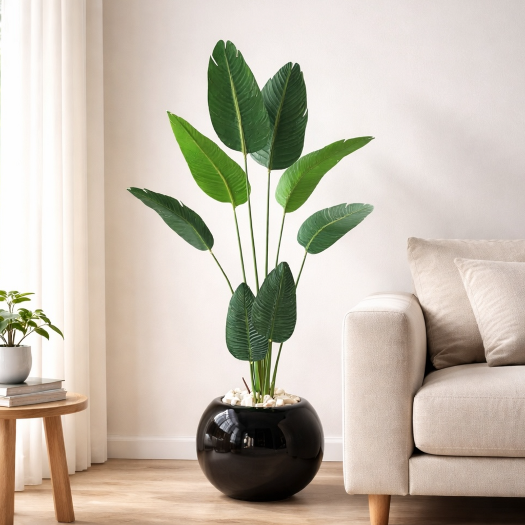 Tall Artificial Tropical Plant in Fiberglass Pot