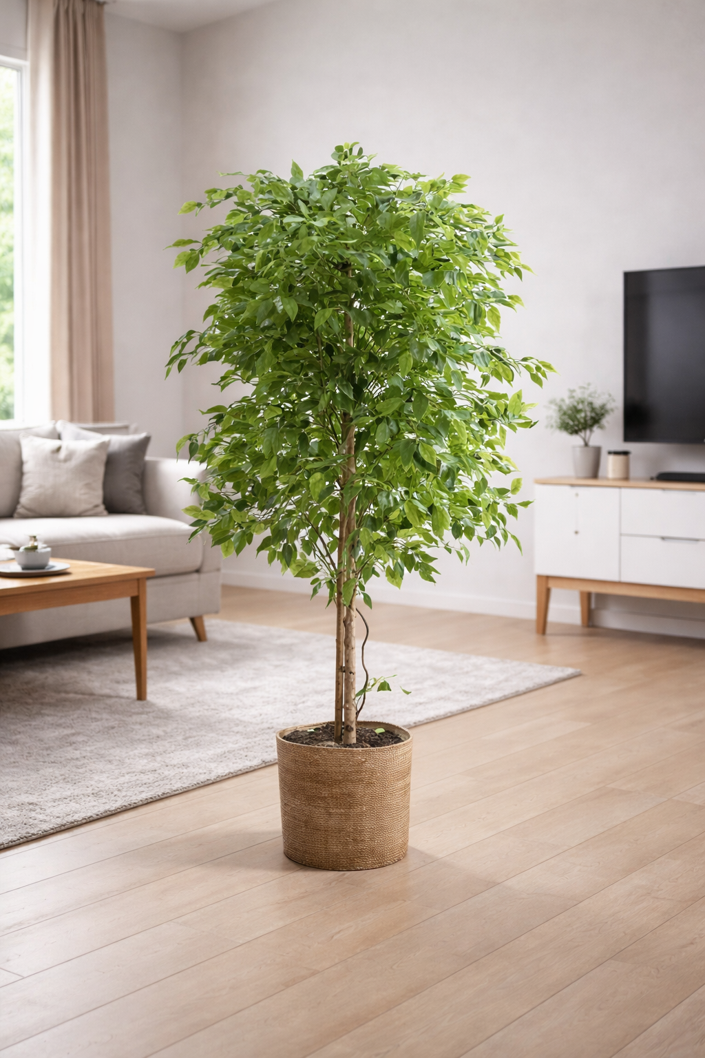 Tall Artificial Indoor Tree in Woven Pot